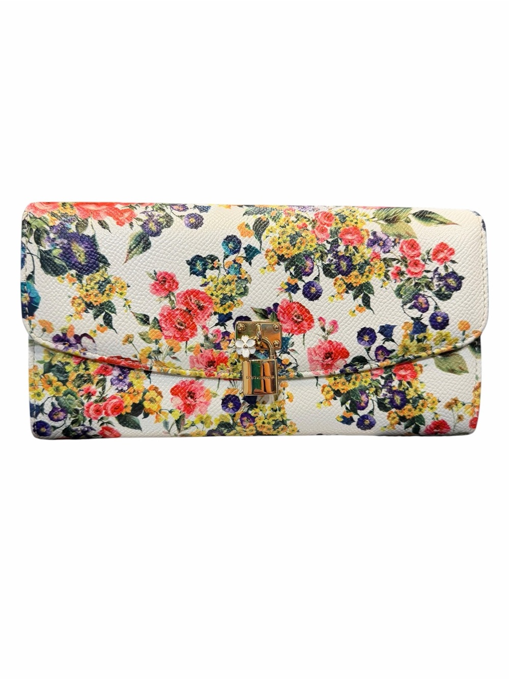 Dolce & Gabbana White Floral Envelope Wallet with Multicolor Bouquet Print - Picture 9 of 9